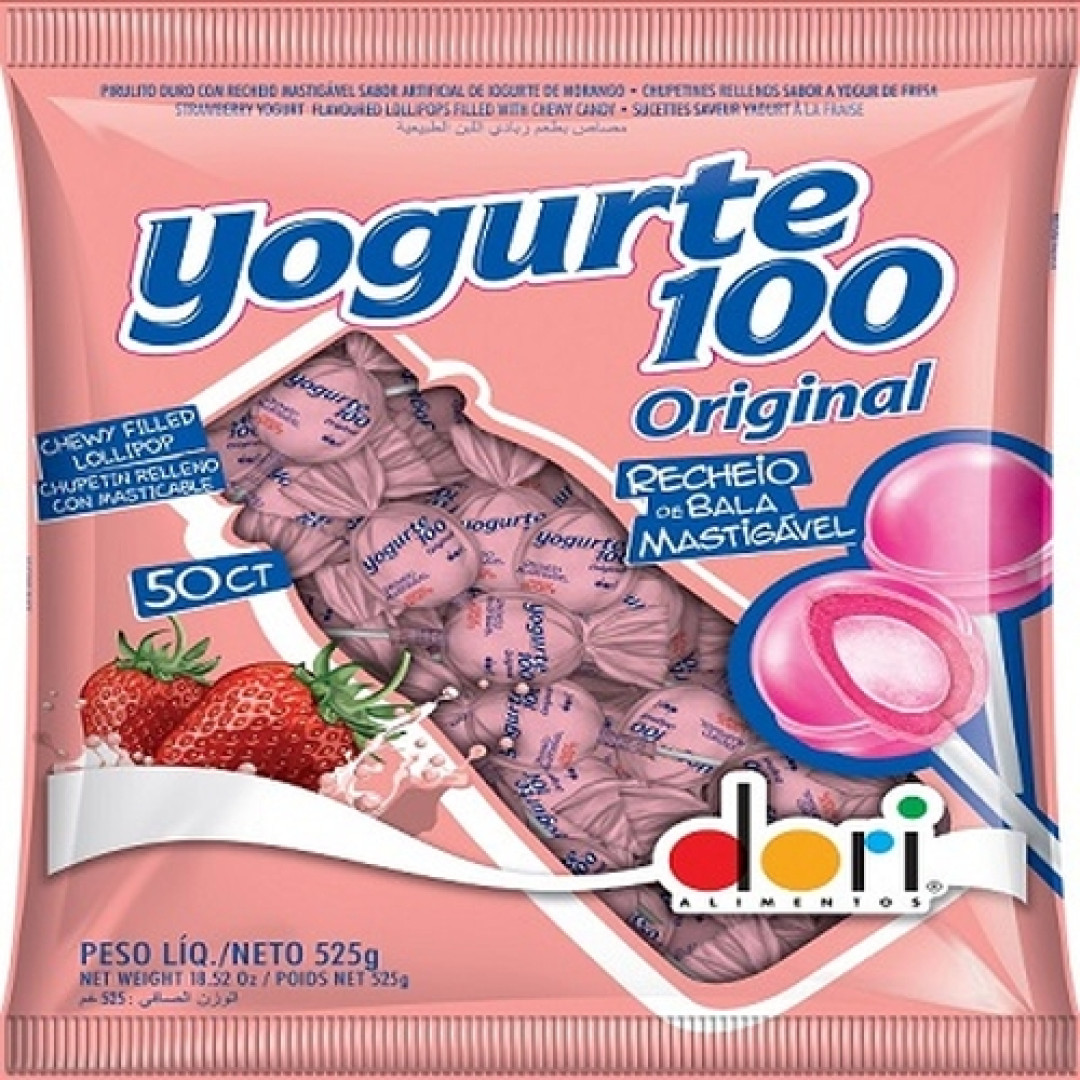 Detalhes do produto Pirulito Recheado Yogurte 100 50Un Dori Yogurte