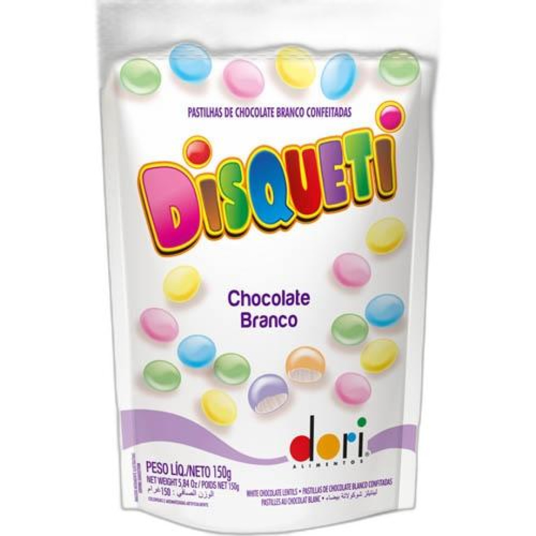 Detalhes do produto Confeito Disqueti Choc Branco 100Gr Dori Choc Bco