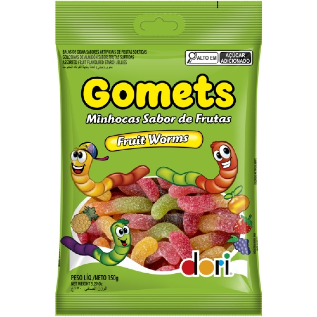 Detalhes do produto Goma Gomets Minhoca Frutas 150Gr Dori Frutas