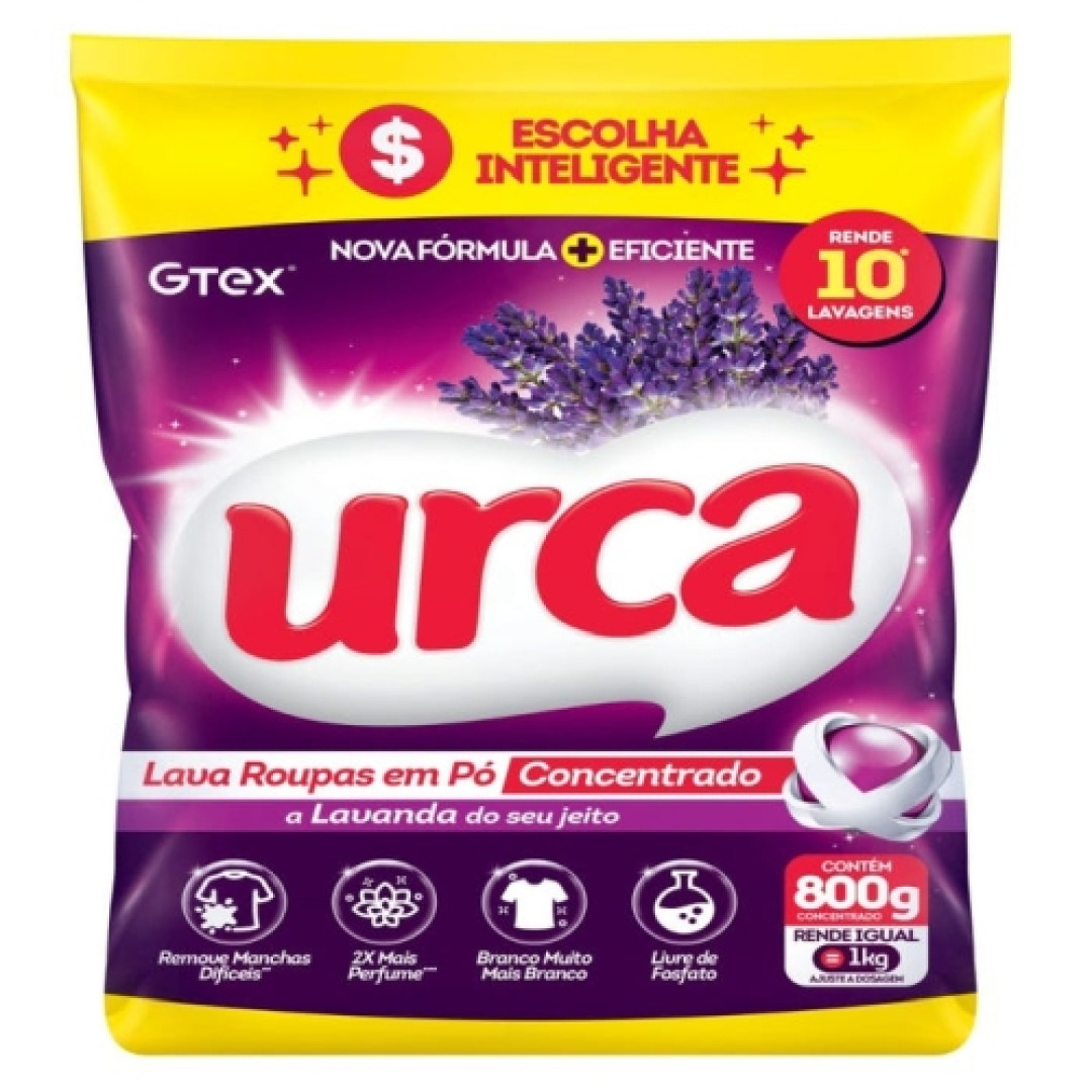 Detalhes do produto Lava Roupa Po Conc Urca 800Gr Gtex Lavanda