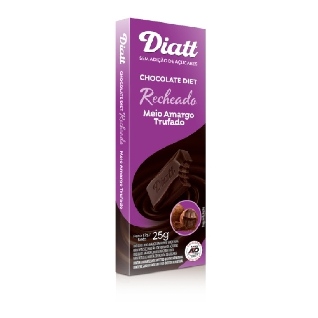 Detalhes do produto Choc Rech Diet 25Gr Diatt Amargo.trufado