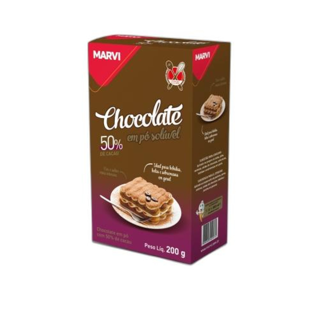 Detalhes do produto Choc Po 50% Cacau 200Gr Marvi .