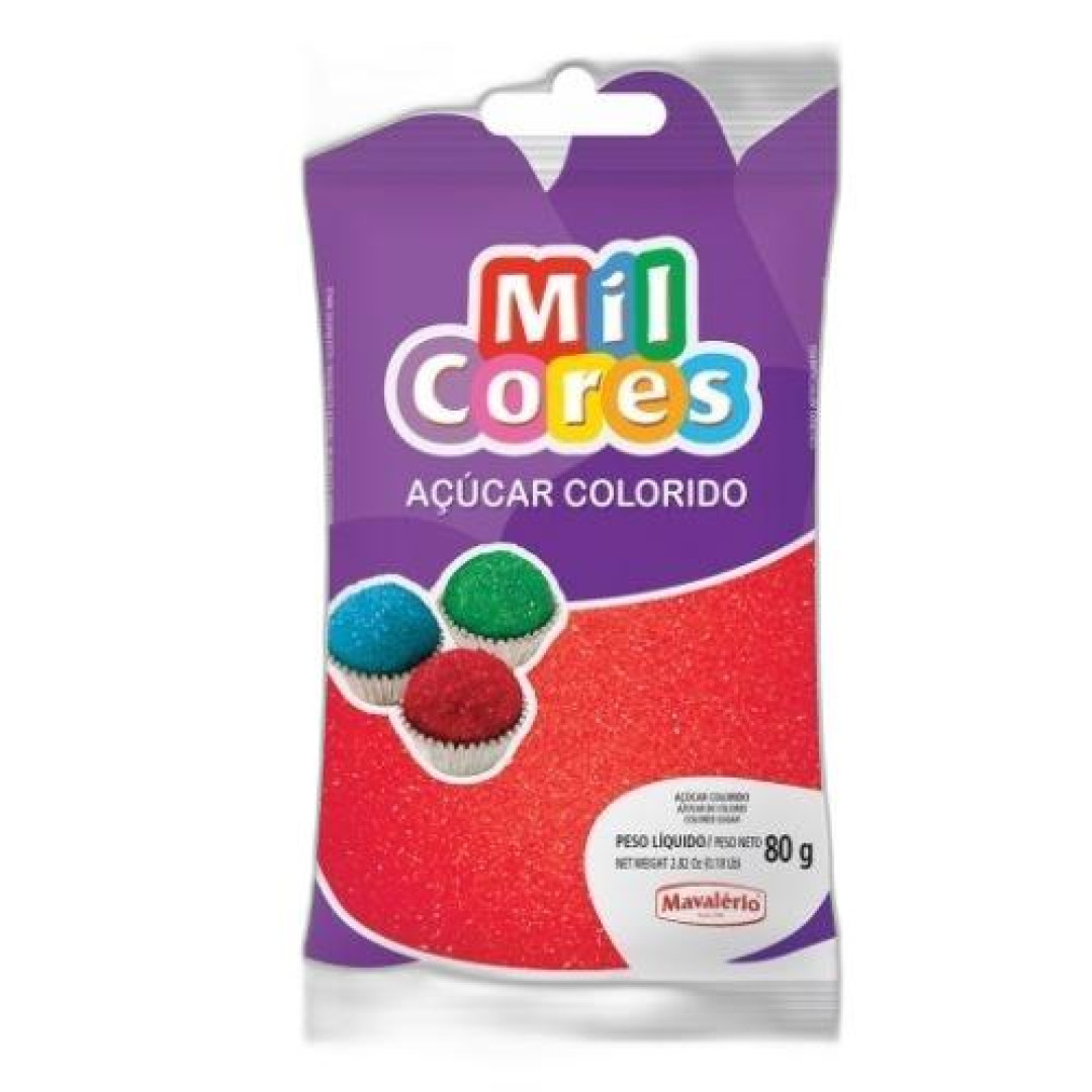 Detalhes do produto Acucar Colorido 80Gr Mil Cores Mavaler Vermelha