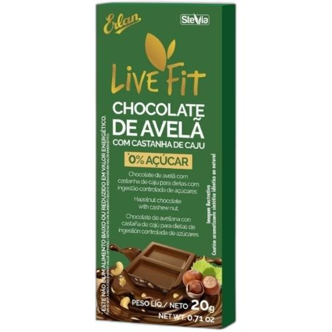 Detalhes do produto Choc Zero Acucar Live Fit 20Gr Erlan Avela.castanha