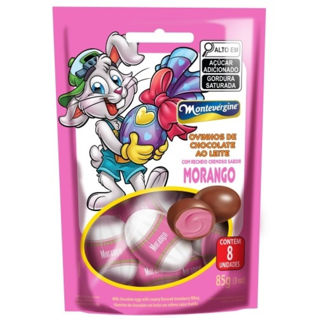 Detalhes do produto Choc Rech Ovinho 85Gr Montevergine Morango