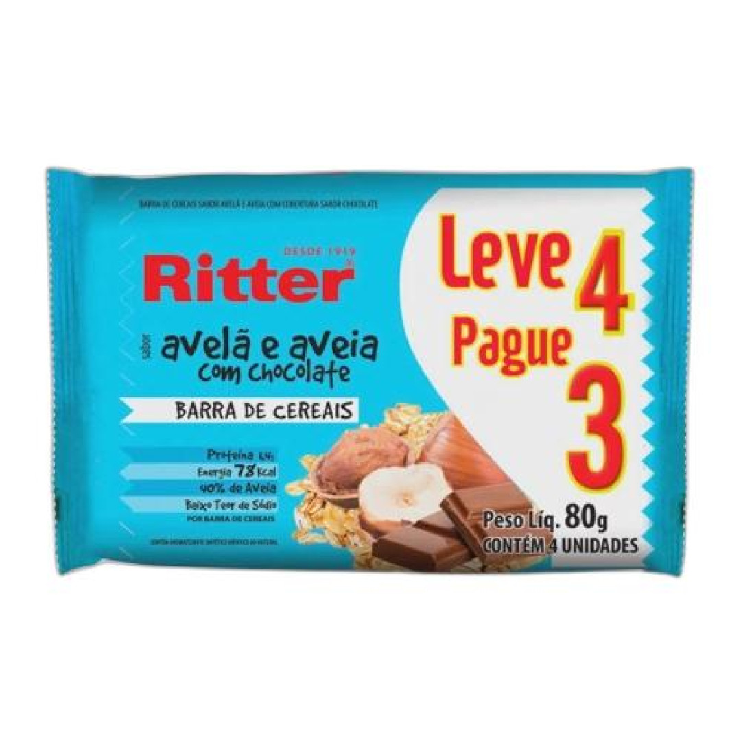 Detalhes do produto Barra Cereais Leve 4 Pague 3 80Gr Ritter Avel.aveia.choc