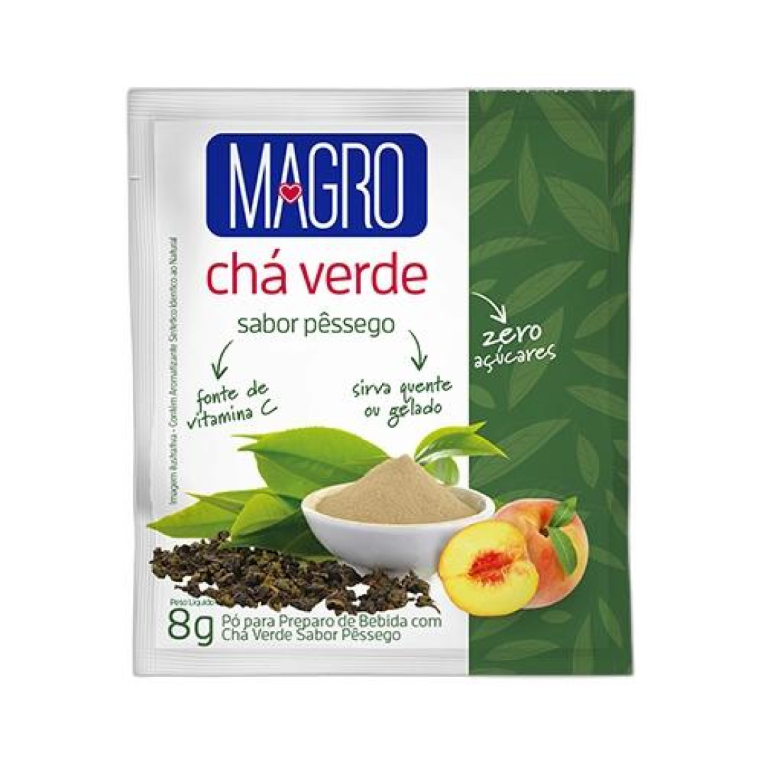 Detalhes do produto Refrc Po Cha Verde Magro Zero 8Gr Lowcuc Pessego