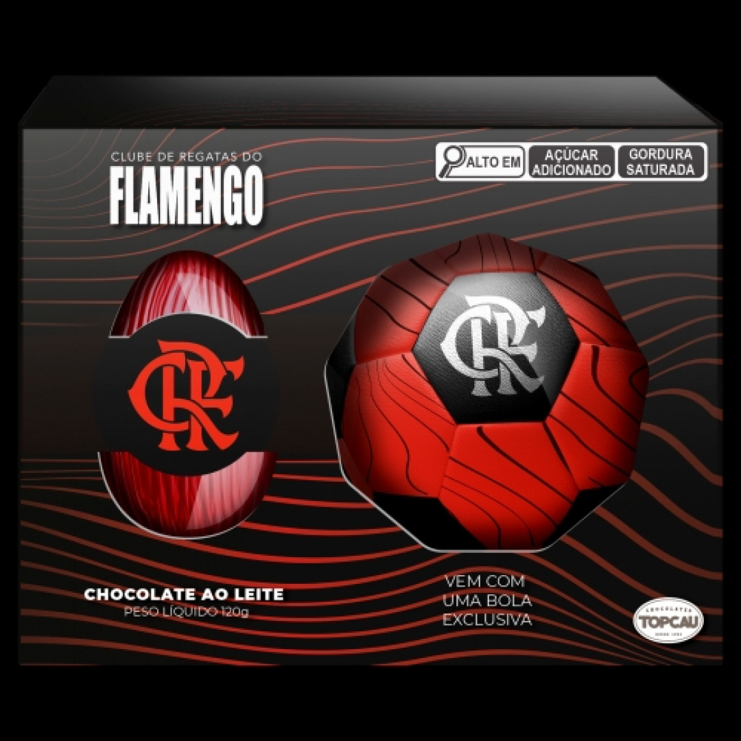 Detalhes do produto Ovo Pascoa Futebol Flamengo 120G Top Cau Ao Leite