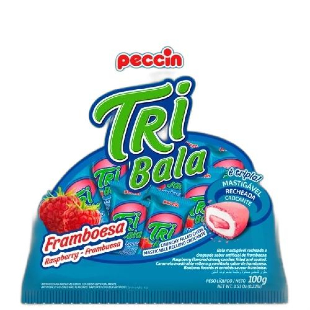 Detalhes do produto Bala Mast Tribala 100Gr Peccin Framboesa