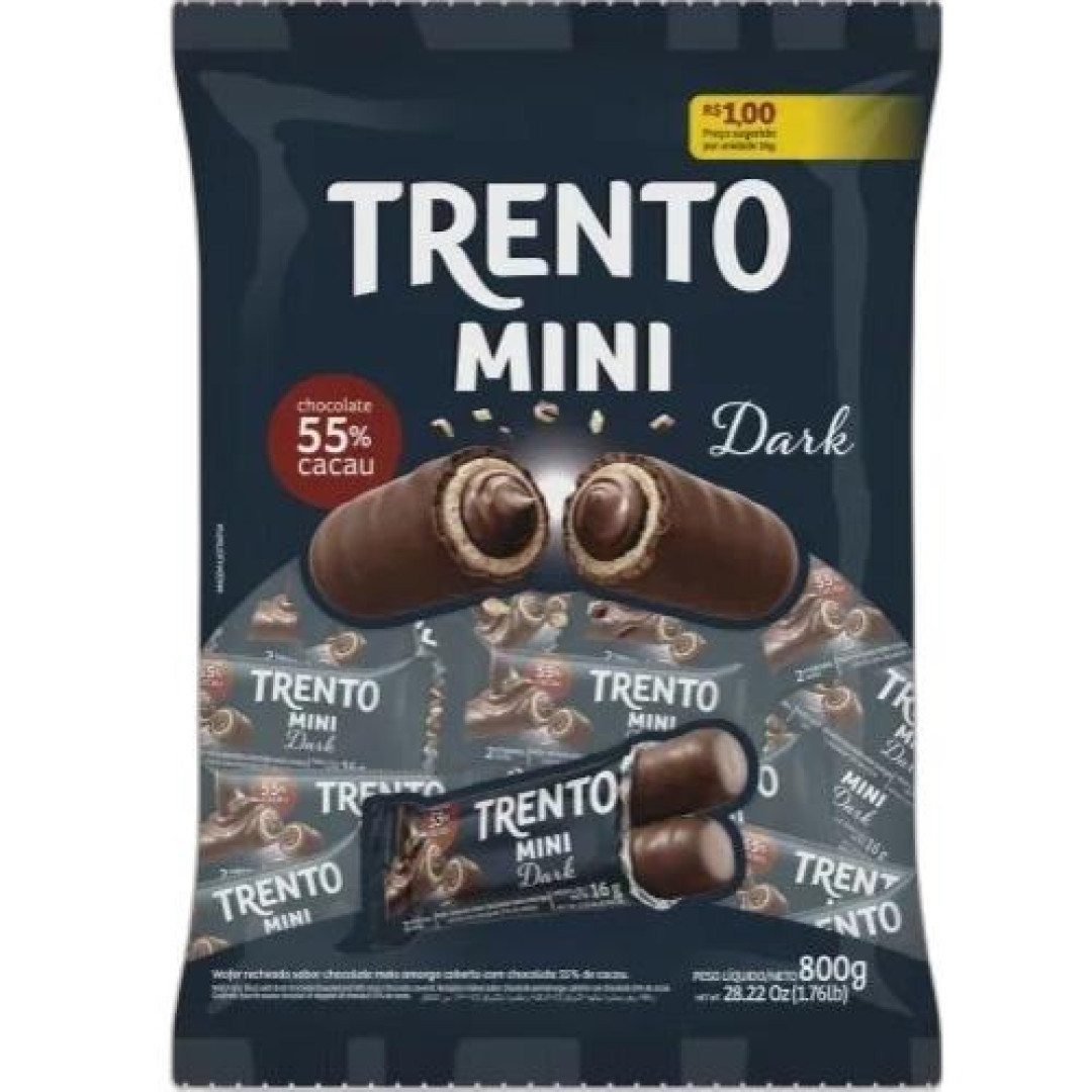 Detalhes do produto Bisc Wafer Trento Mini 55% 50X16G Peccin Choc Meio Amarg