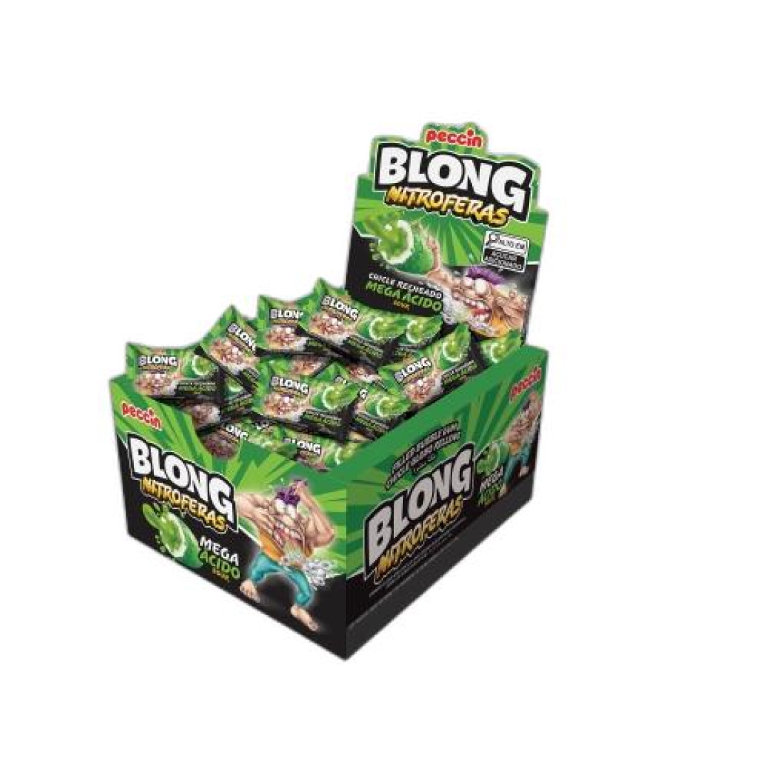 Detalhes do produto Chicle Blong Nitrofera Acido 40Un Pecci Morango