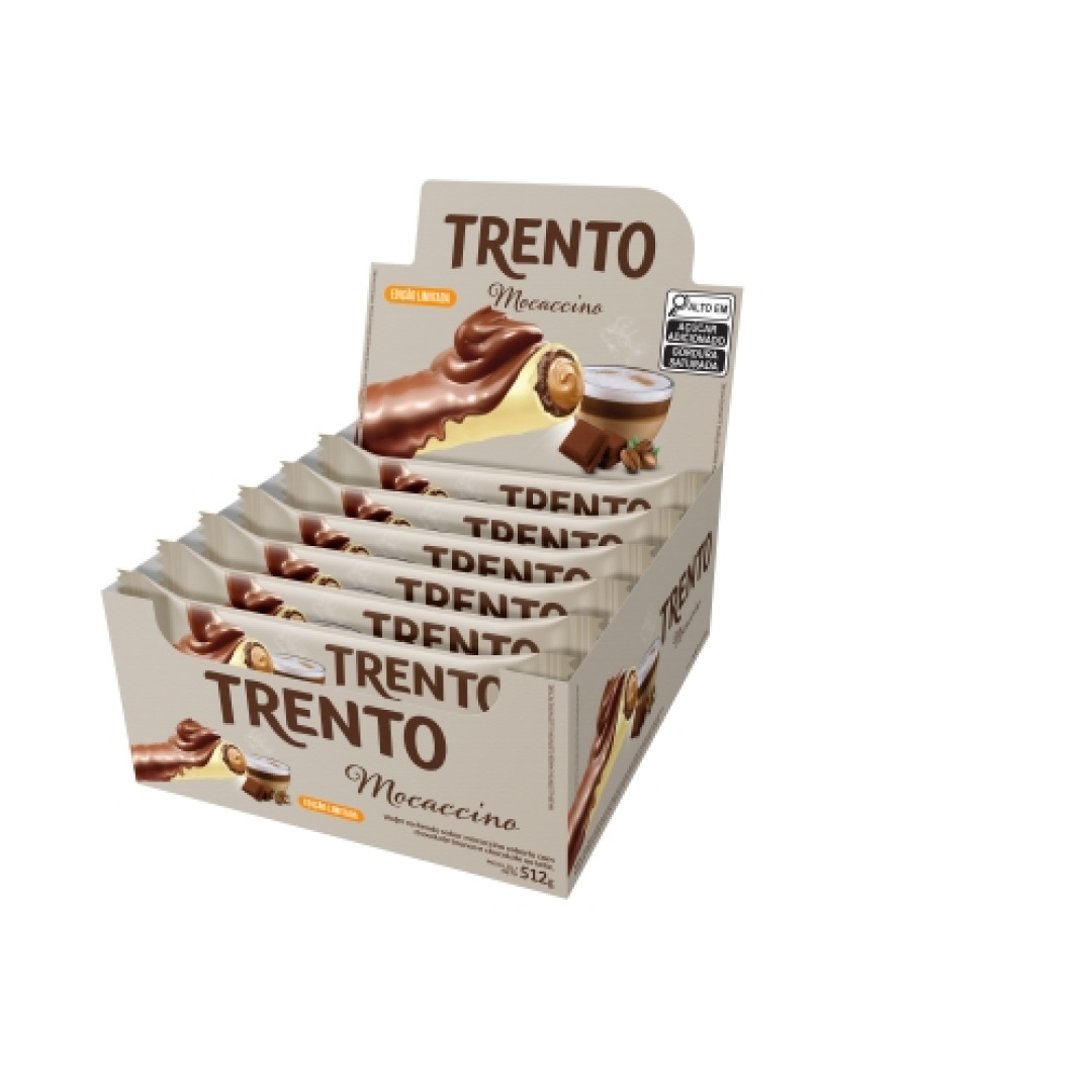 Detalhes do produto Bisc Wafer Coberto Trento 16X32Gr Peccin Mocaccino