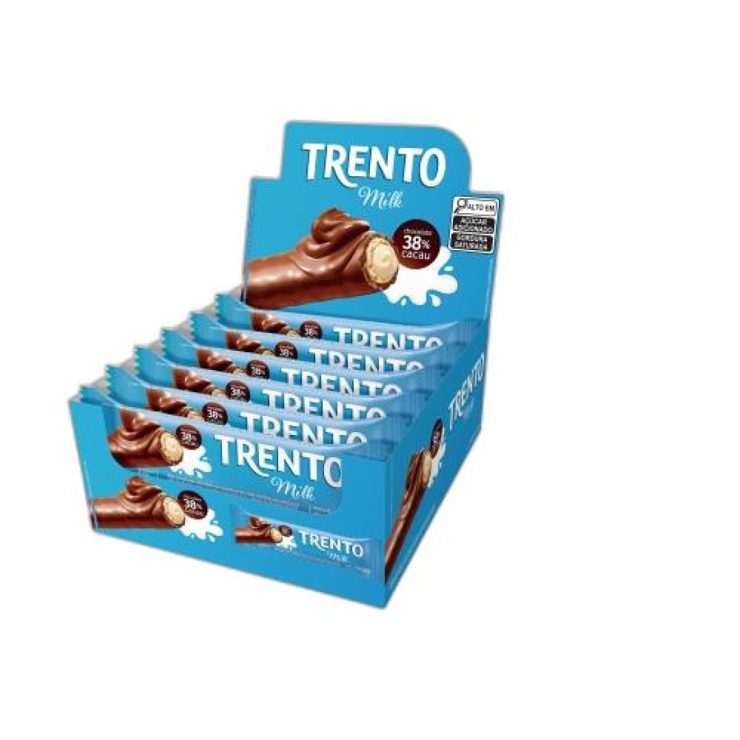 Detalhes do produto Bisc Wafer Coberto Trento 16X32Gr Peccin Milk