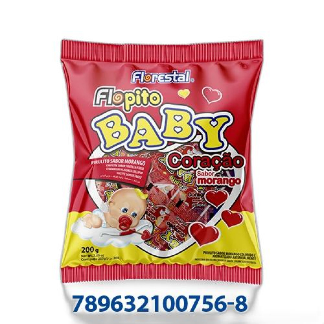 Detalhes do produto Pirl Flopito Baby Coracao 50Un Florestal Morango