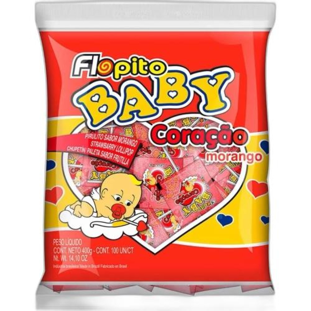 Detalhes do produto Pirl Flopito Baby Coracao 100U Florestal Morango