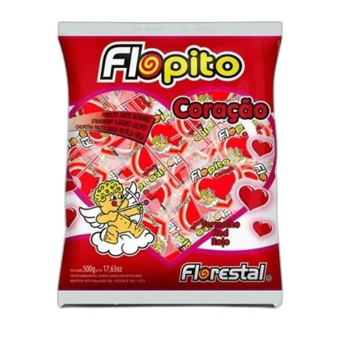 Detalhes do produto Pirl Flopito Coracao 50Un Florestal Morango