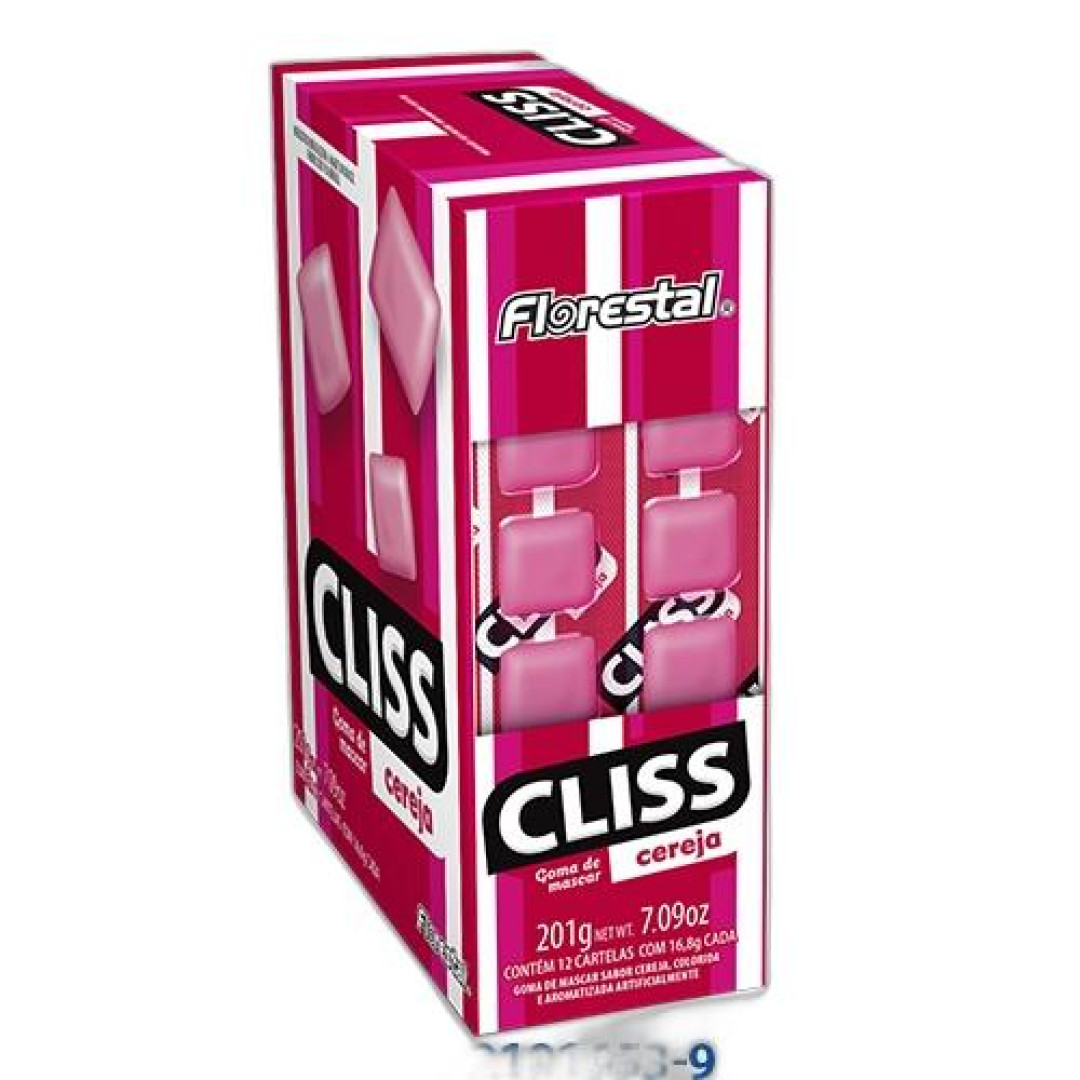 Detalhes do produto Chicle Cliss Dp 12Un Florestal Cereja