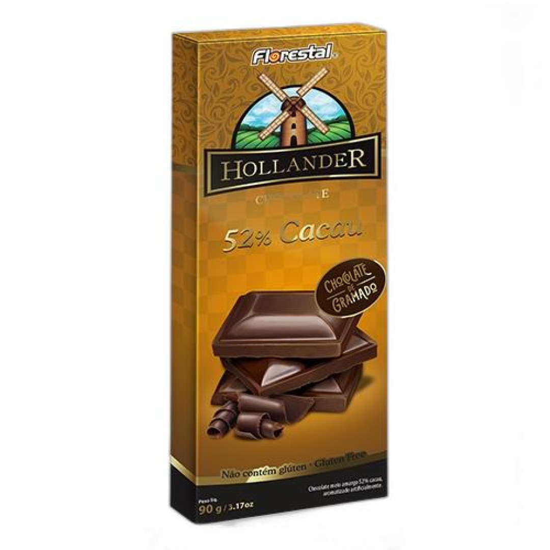 Detalhes do produto Choc Hollander 52% Cacau 90Gr Florestal Cacau