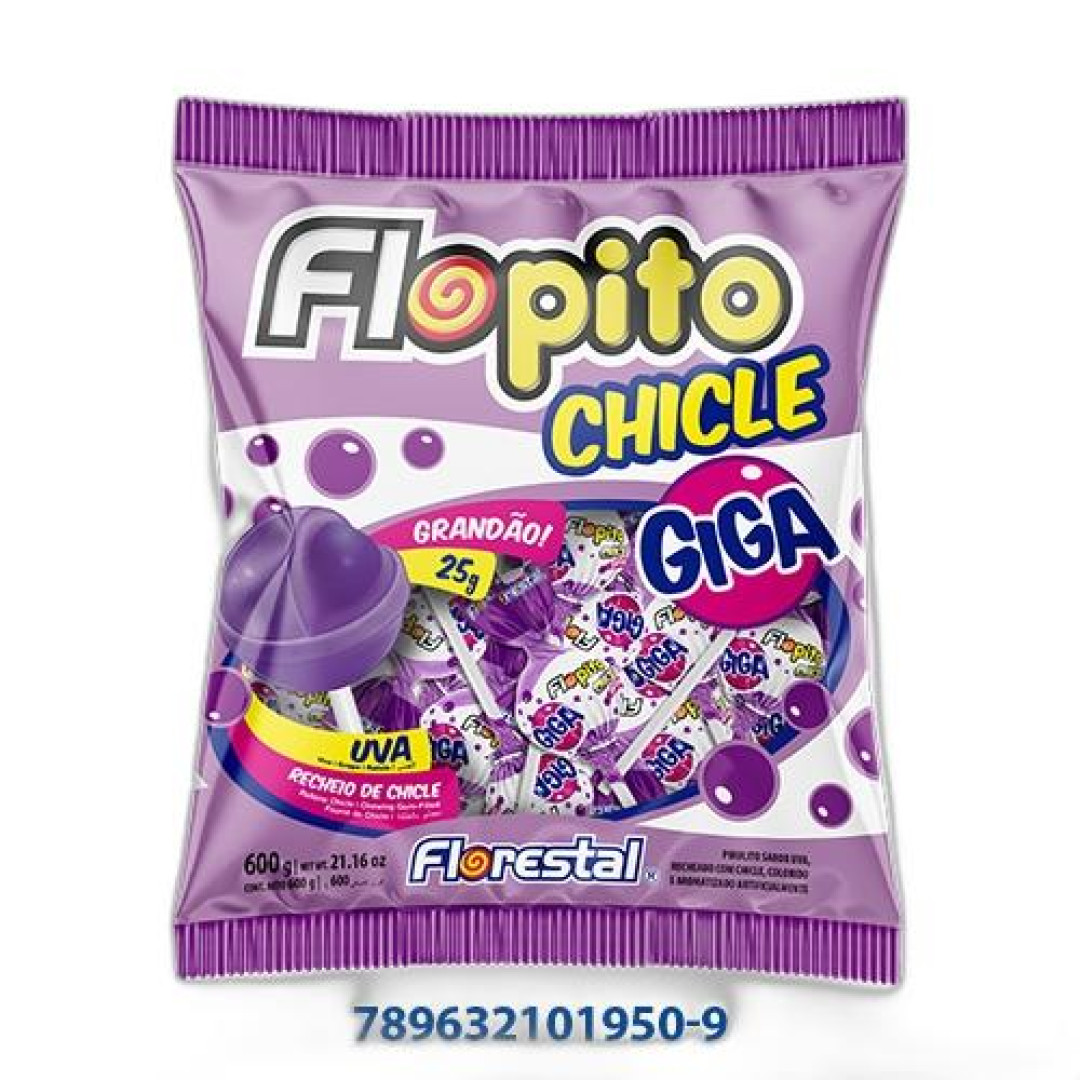 Detalhes do produto Pirl Chicle Flopito Giga 600Gr Florestal Uva