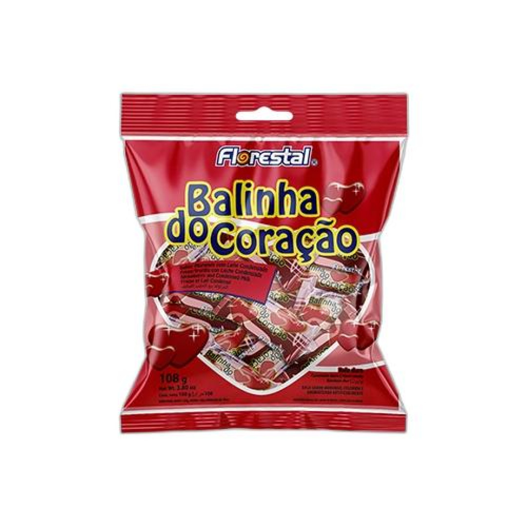 Detalhes do produto Bala Dura Balinha Do Coracao 108Gr Flore Morango