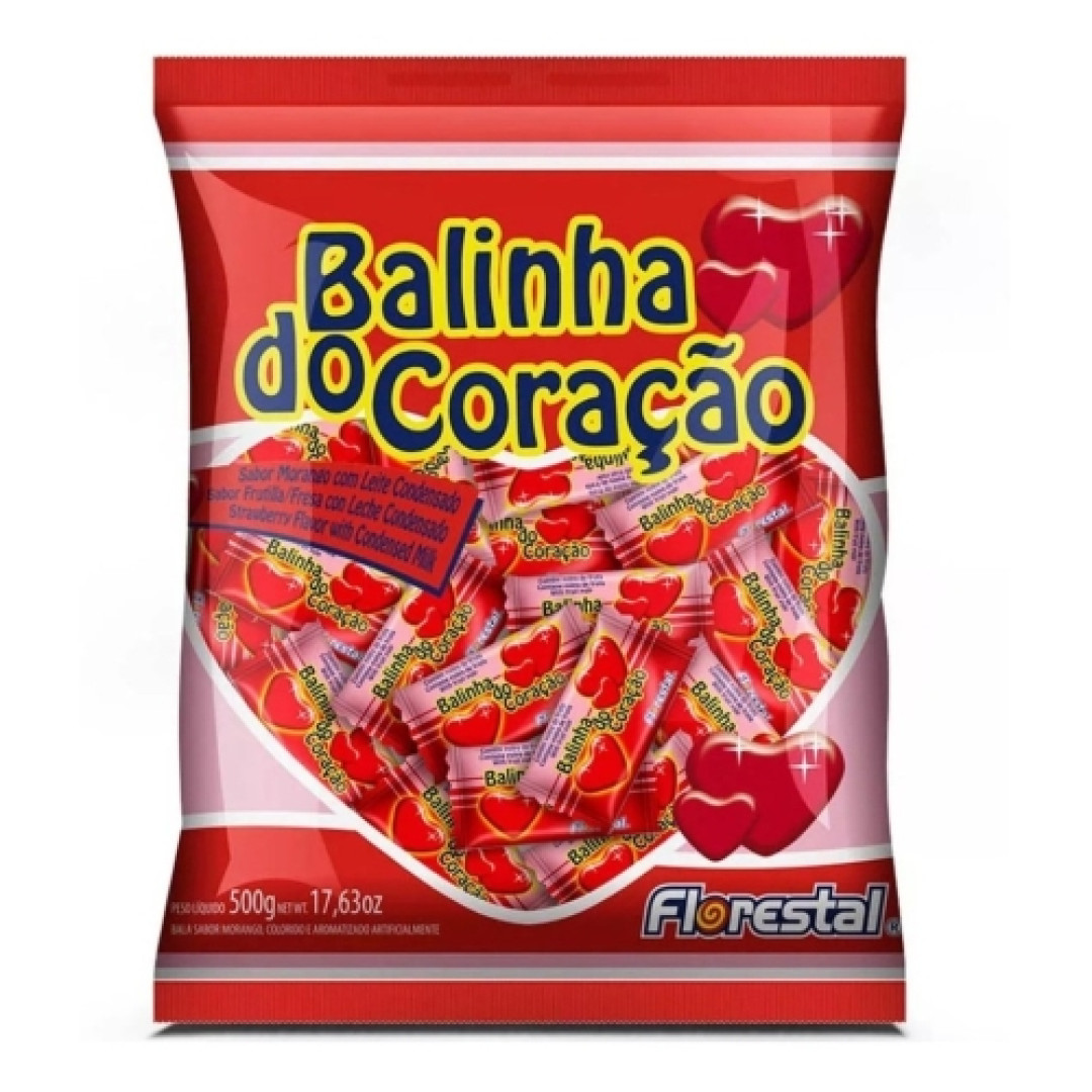 Detalhes do produto Bala Dura Balinha Do Coracao 400Gr Flore Morango