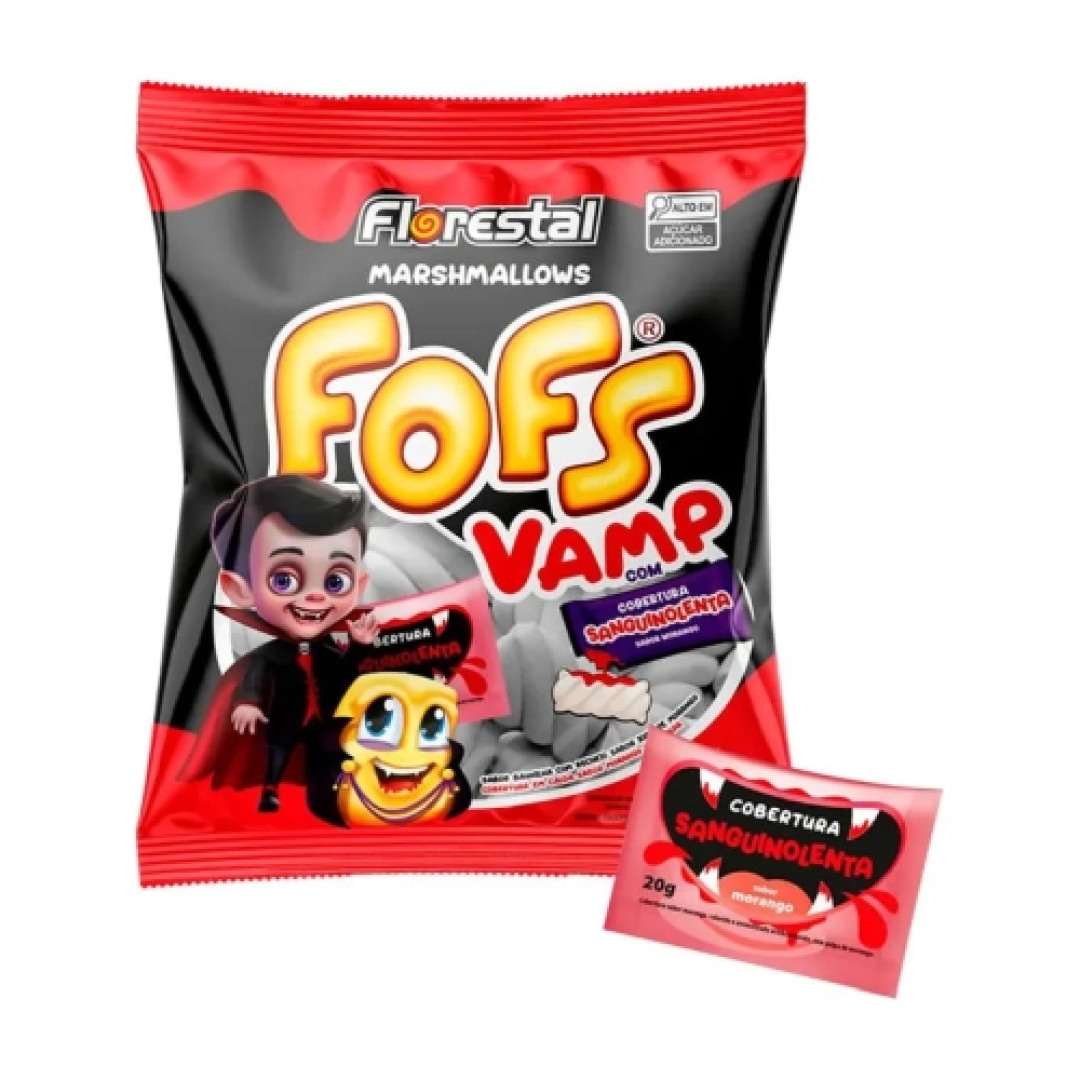 Detalhes do produto Marshmallow Fofs Twist Vampiro 200Gr Flo Iogurte Morango