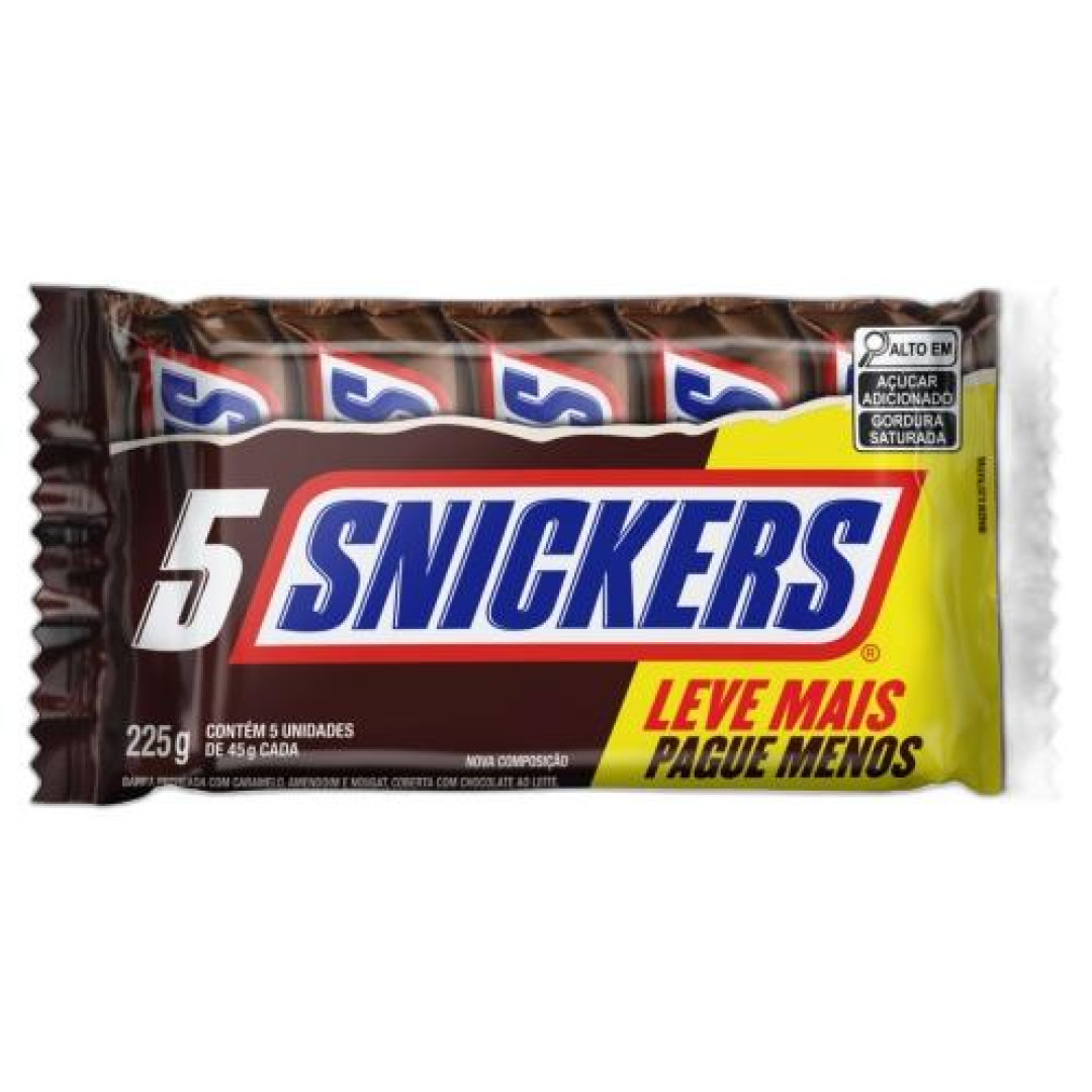 Detalhes do produto Choc Snickers 5X45Gr Mars Amend.chocol