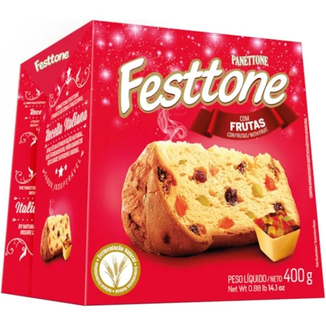 Detalhes do produto Panetone 400Gr Festtone Frutas Cristali