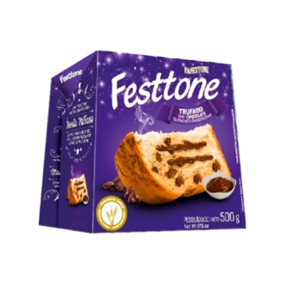 Detalhes do produto Panetone Trufado 400Gr Festtone Chocolate