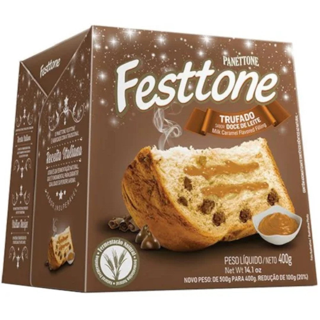 Detalhes do produto Panetone Trufado 400Gr Festtone Doce De Leite