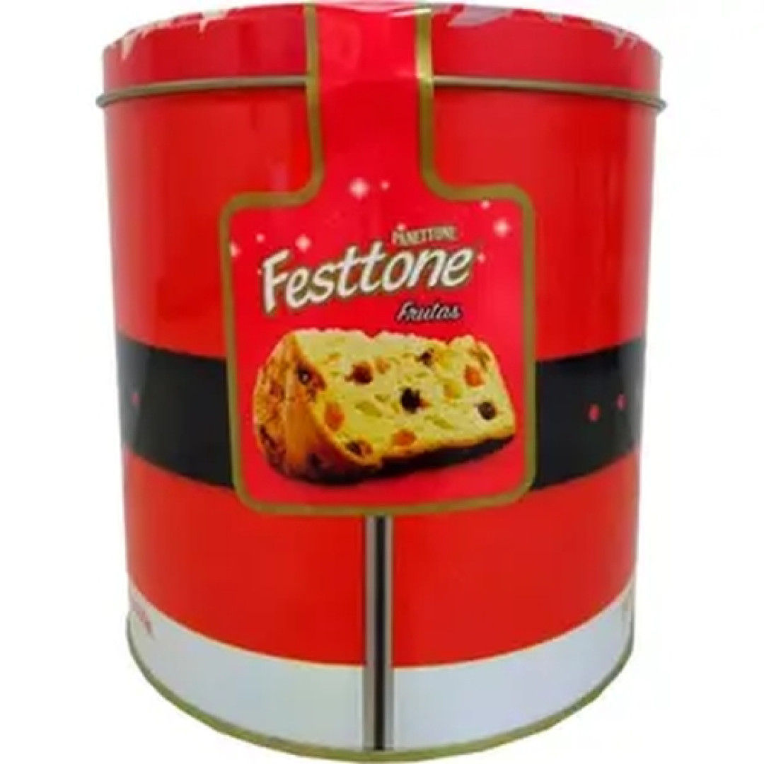 Detalhes do produto Panetone Lata 400Gr Festtone Frutas Cristali