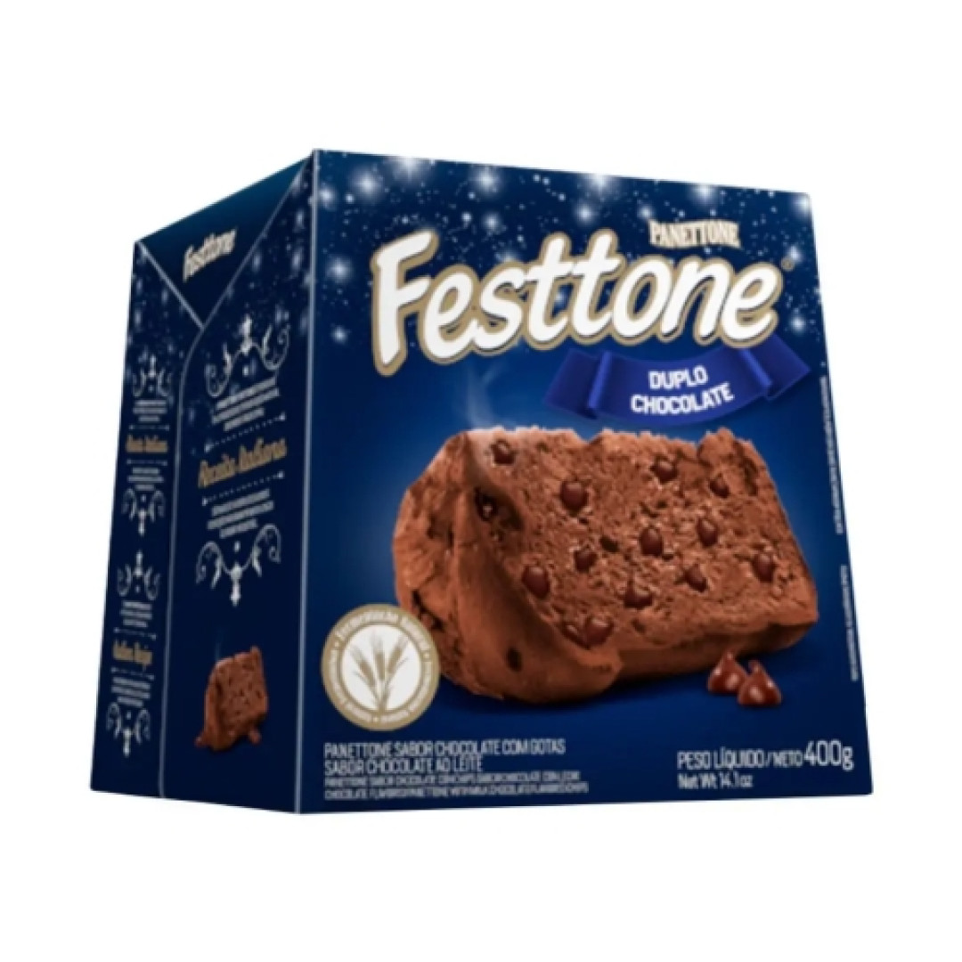 Detalhes do produto Panetone 400Gr Festtone Duplo Chocolate