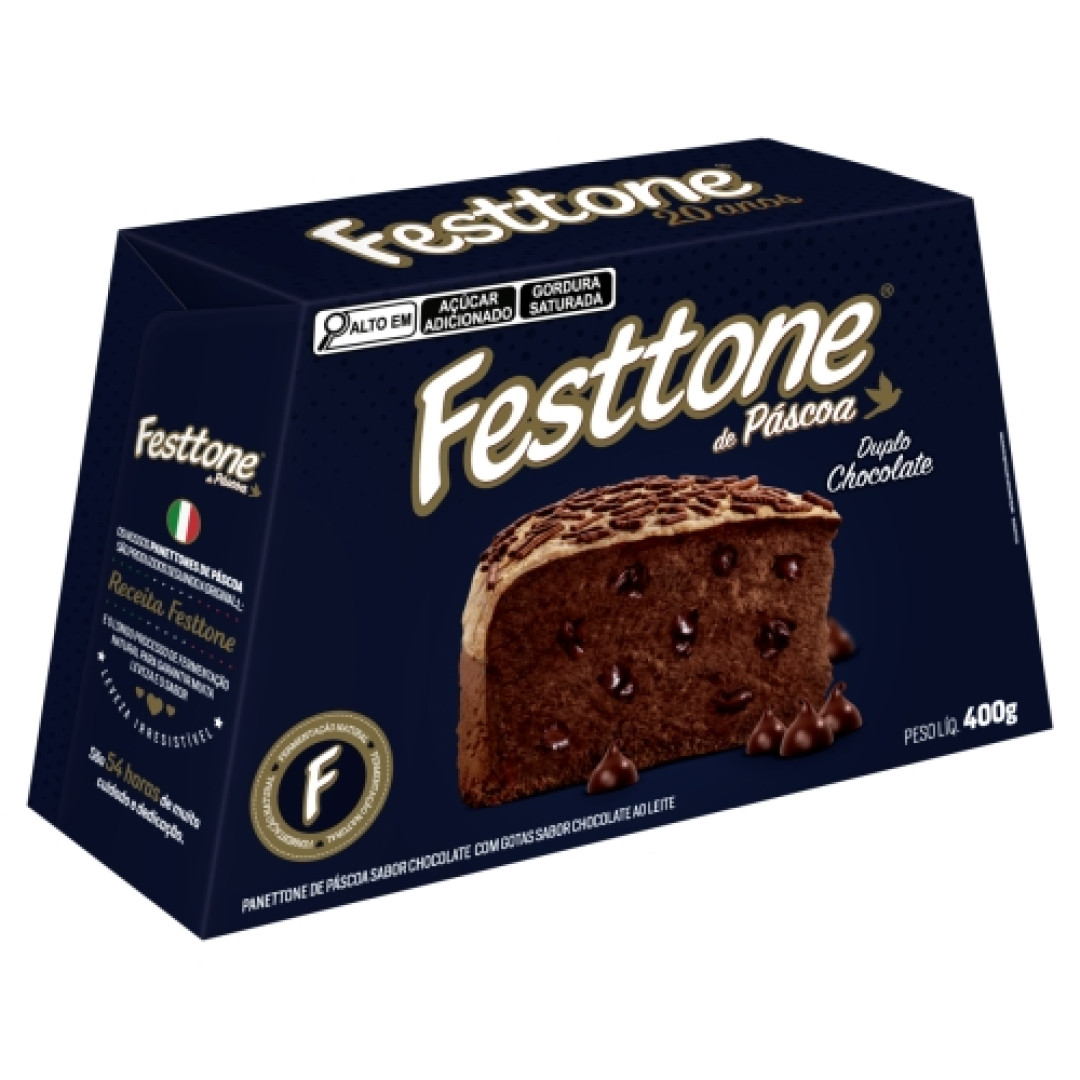 Detalhes do produto Panetone Pascoa 400Gr Festtone Duplo Chocolate