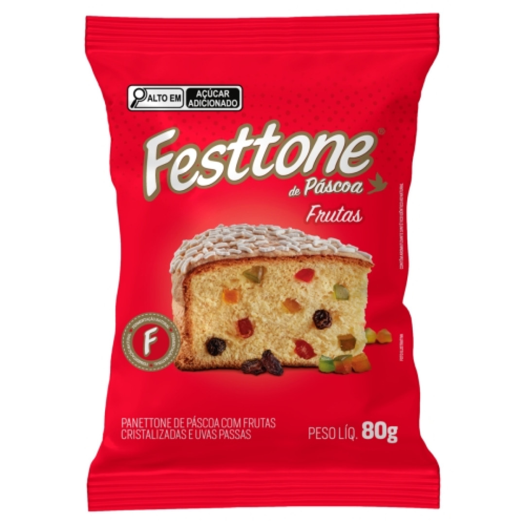 Detalhes do produto Panetone Pascoa 80Gr Festtone Frutas Cristali