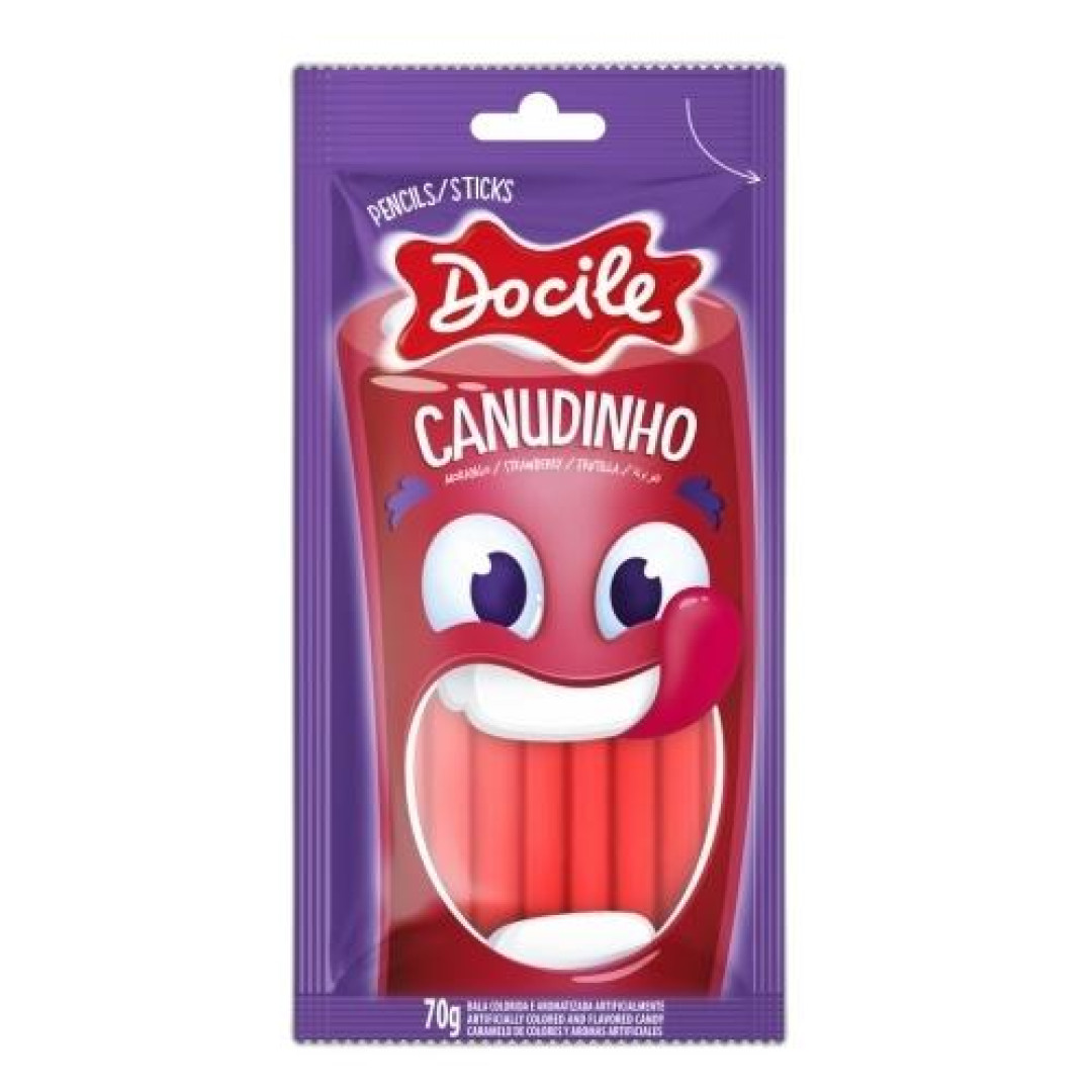Detalhes do produto Bala Gel Canudinho 70Gr Docile Morango