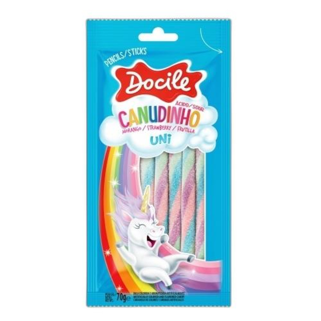 Detalhes do produto Bala Gel Canudinho 70Gr Unicornio Docile Morango