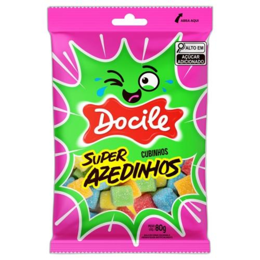 Detalhes do produto Goma Docigoma Cubinho Sup Azedinho 80Gr  Sortido