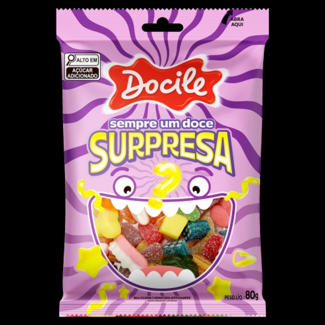 Detalhes do produto Bala Gel Surpresa 80Gr Docile Sortido