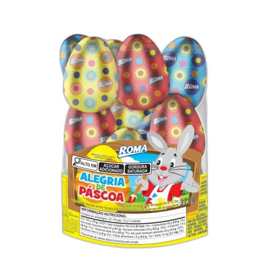 Detalhes do produto Ovinhos Alegria De Pascoa 25X15Gr Roma Ao Leite