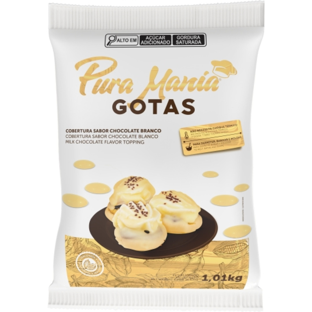 Detalhes do produto Cobert Gotas Pura Mania 1,01Kg Roma Choc Bco