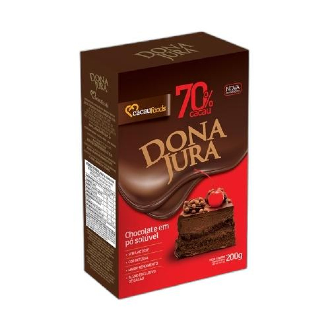 Detalhes do produto Choc Po 70% 200Gr Dona Jura Chocolate