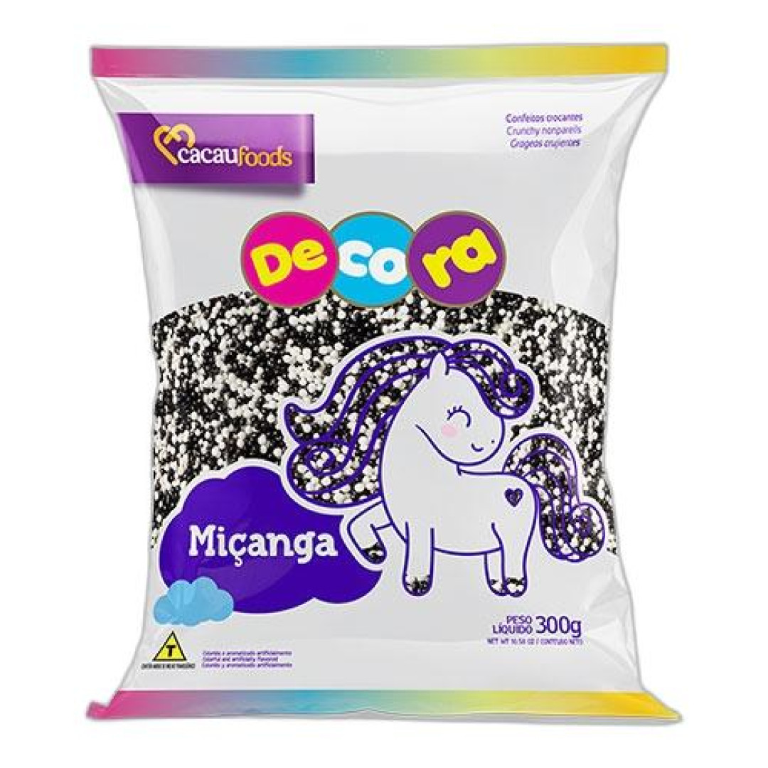 Detalhes do produto Confeito Micanga 300G Cacau Foods Preto.branco