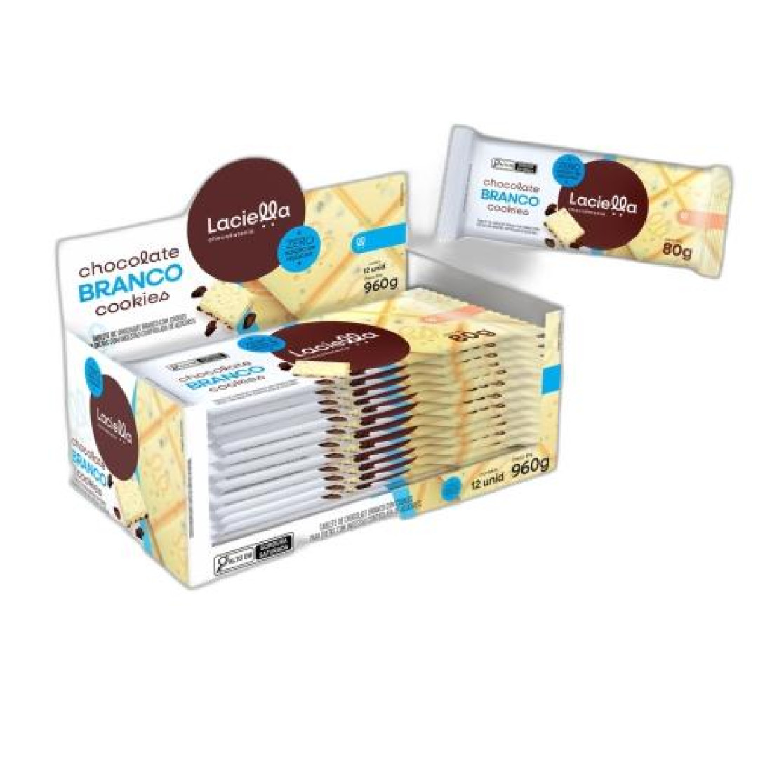 Detalhes do produto Choc Laciella Zero Acucar 80Gr Dum Dum Choc Bco.cookie