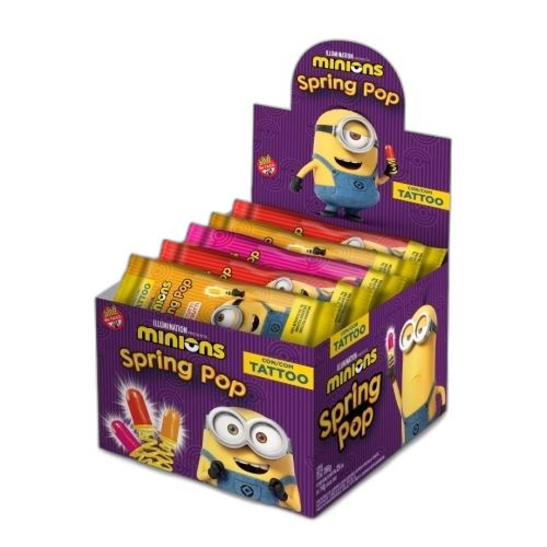 Detalhes do produto Pirl Spring Pop Minions 25Un Bazooka Frutas