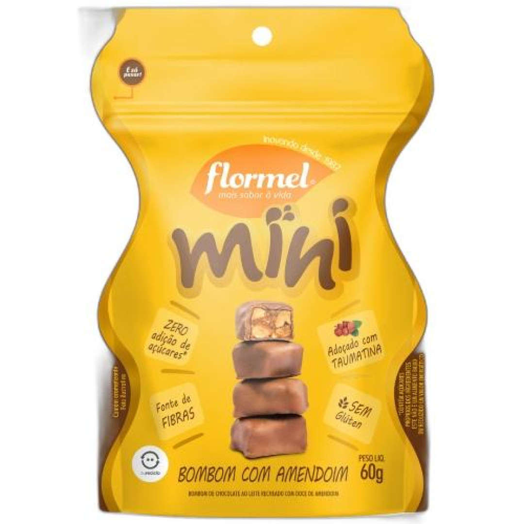 Detalhes do produto Bombom Mini Zero 60Gr Flormel Amendoim