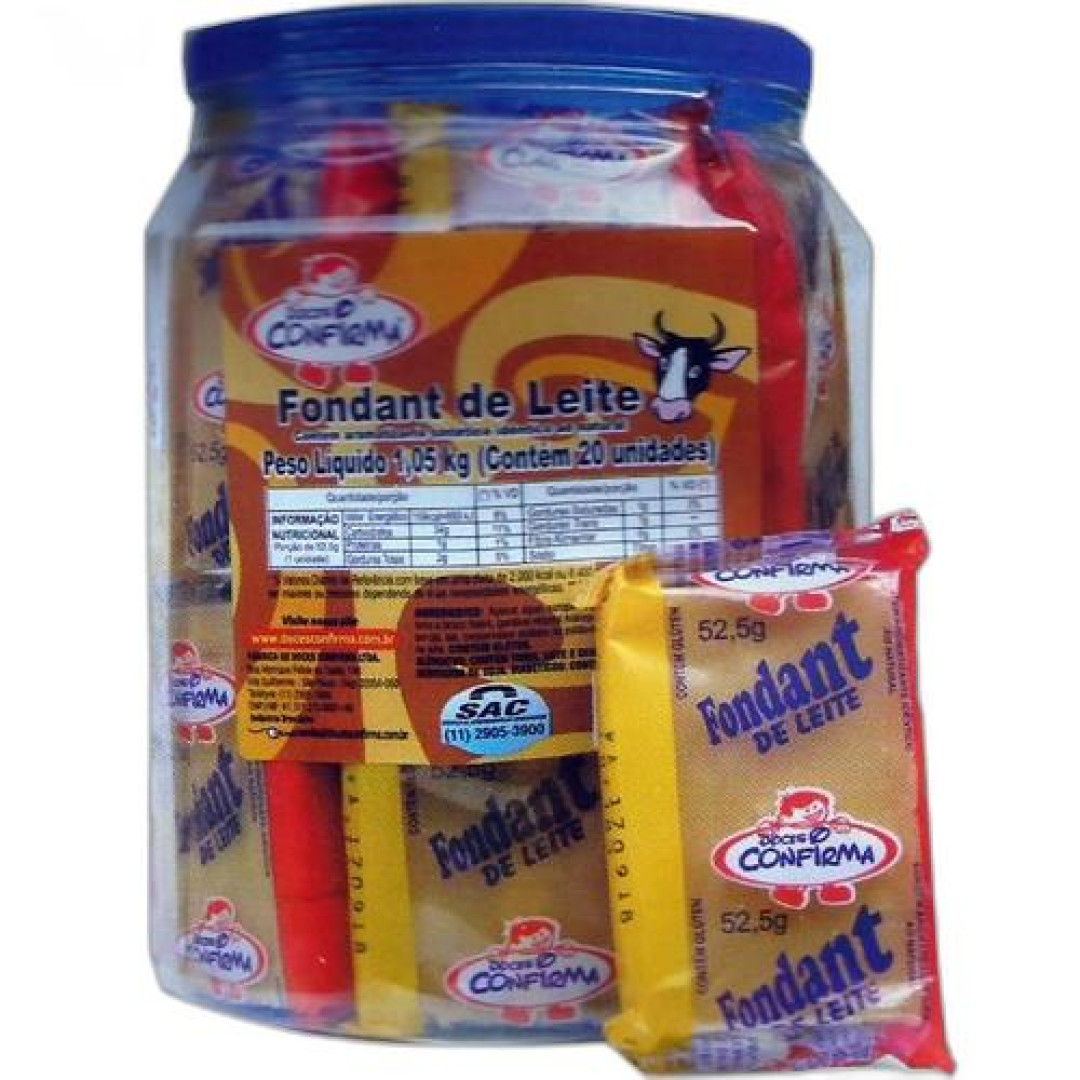Detalhes do produto Fondant Leite Embr Pt 20X52Gr Confirma .