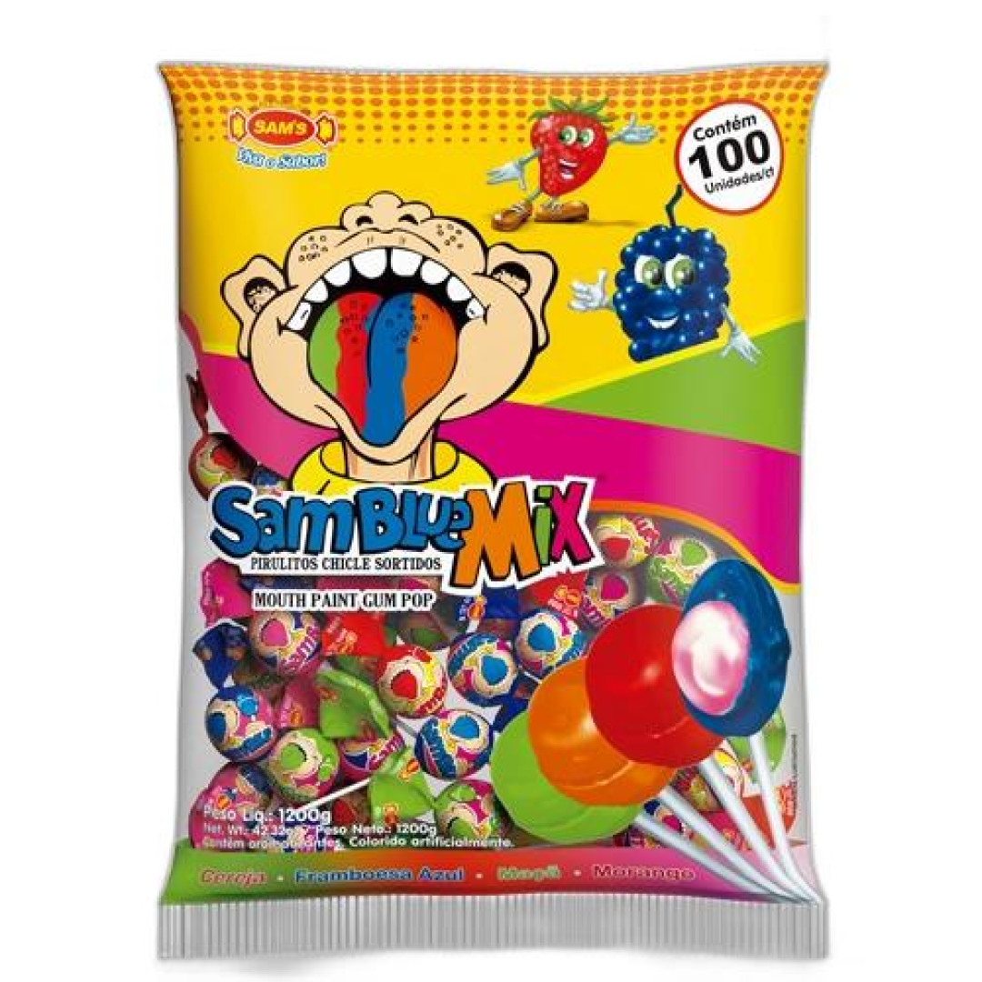 Detalhes do produto Pirl Chicle Sam Blue Mix 100Un Sams Sortido