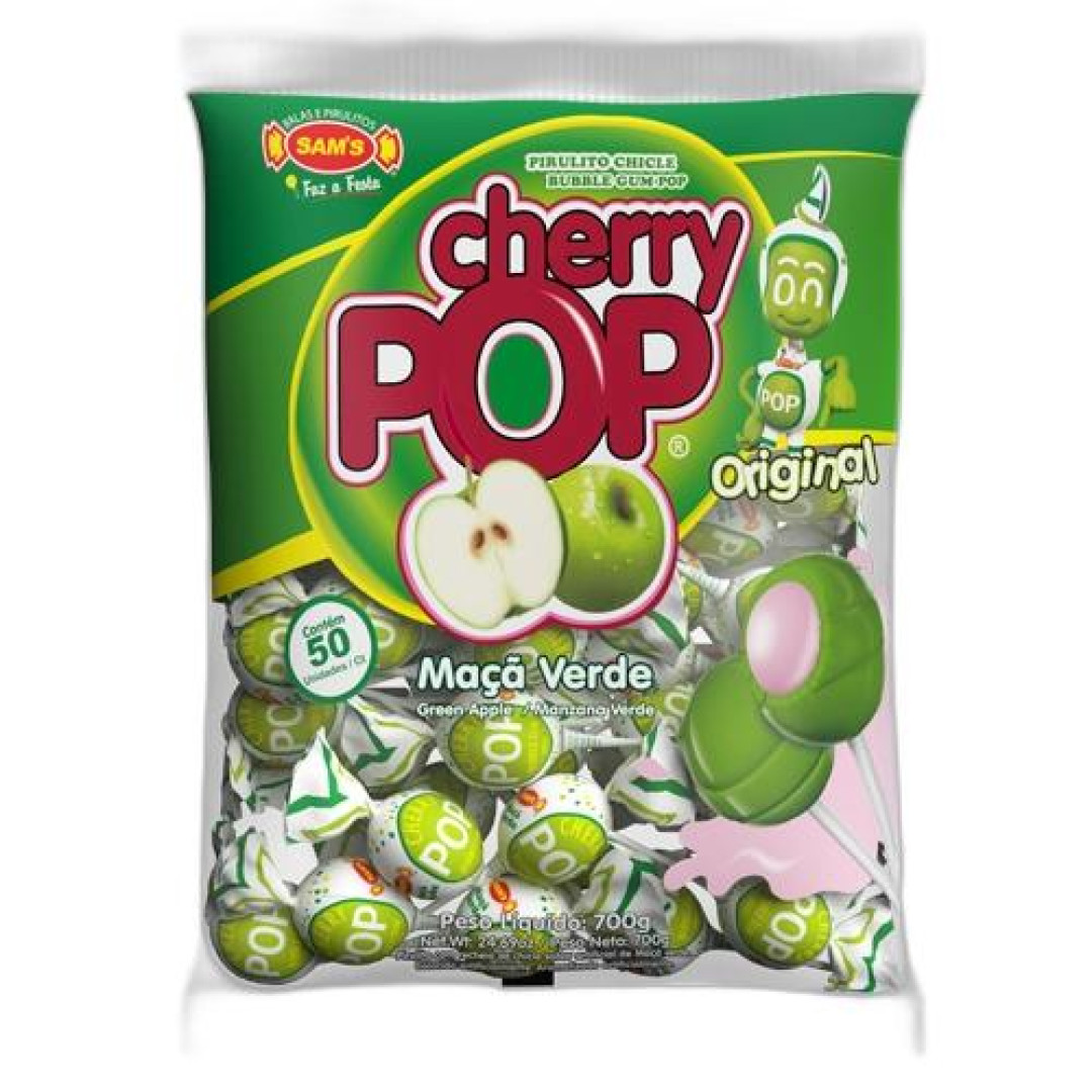 Detalhes do produto Pirl Chicle Cherry Pop 50Un Sams Maca Verde
