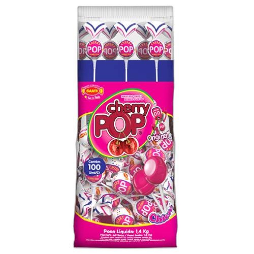 Detalhes do produto Pirl Chicle Cherry Pop 100Un Sams Cereja