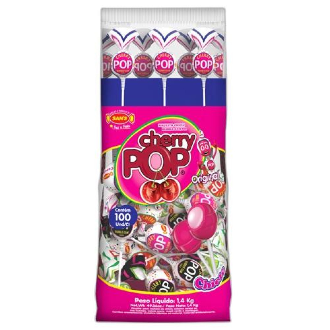 Detalhes do produto Pirl Chicle Cherry Pop 100Un Sams Sortido
